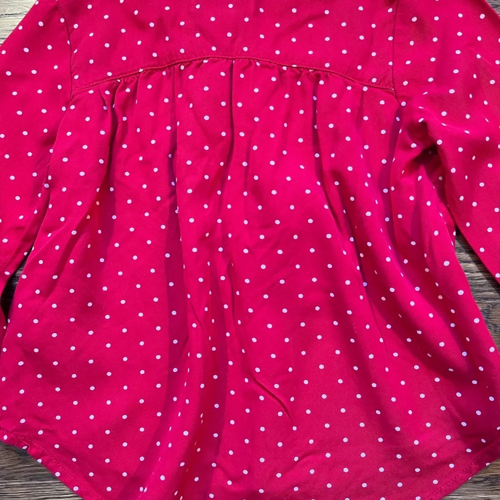 Old Navy Girls Red Festive Long Sleeve Polka Dot Top 3T